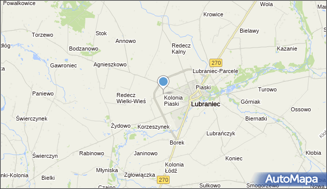 mapa Kolonia Piaski, Kolonia Piaski gmina Lubraniec na mapie Targeo